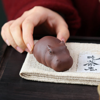 Gohobi Yixing Purple Clay Hippo Tea Pet – Handmade Zisha Tea Ceremony Ornament