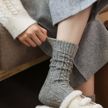 Gohobi Cable Knit Wool Mid-Calf Socks