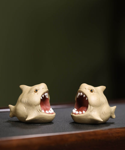 Gohobi Handmade Ceramic YiXing Clay Shark Fish Ornament Tea pet