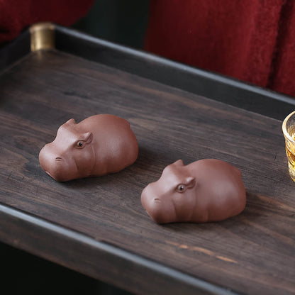 Gohobi Yixing Purple Clay Hippo Tea Pet – Handmade Zisha Tea Ceremony Ornament