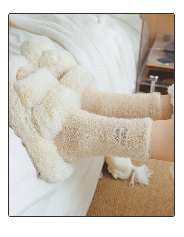 Gohobi Hello Smiling Mink Fleece Socks