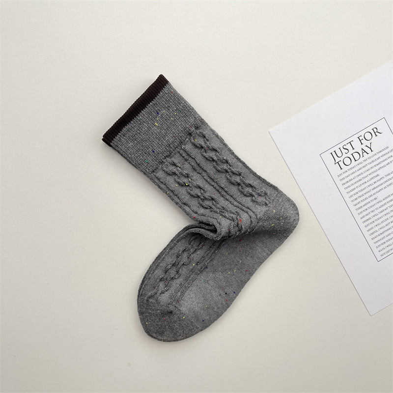 Gohobi Korean Speckled Cable Knit Cotton Socks