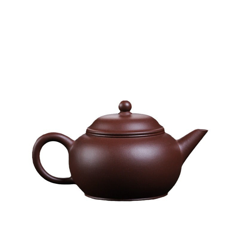 [Chingshui Tang 青水堂] Handmade Yixing Original Ore Purple Zisha Clay Teapot – 260ml Large Shui Ping Teapot with Built-in Filter for Home Brewing