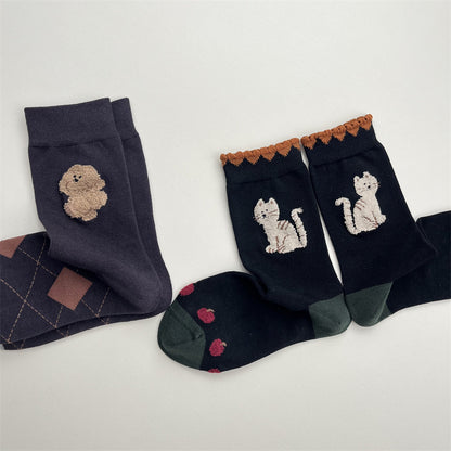 Gohobi Animal Jacquard Mid-Calf Socks