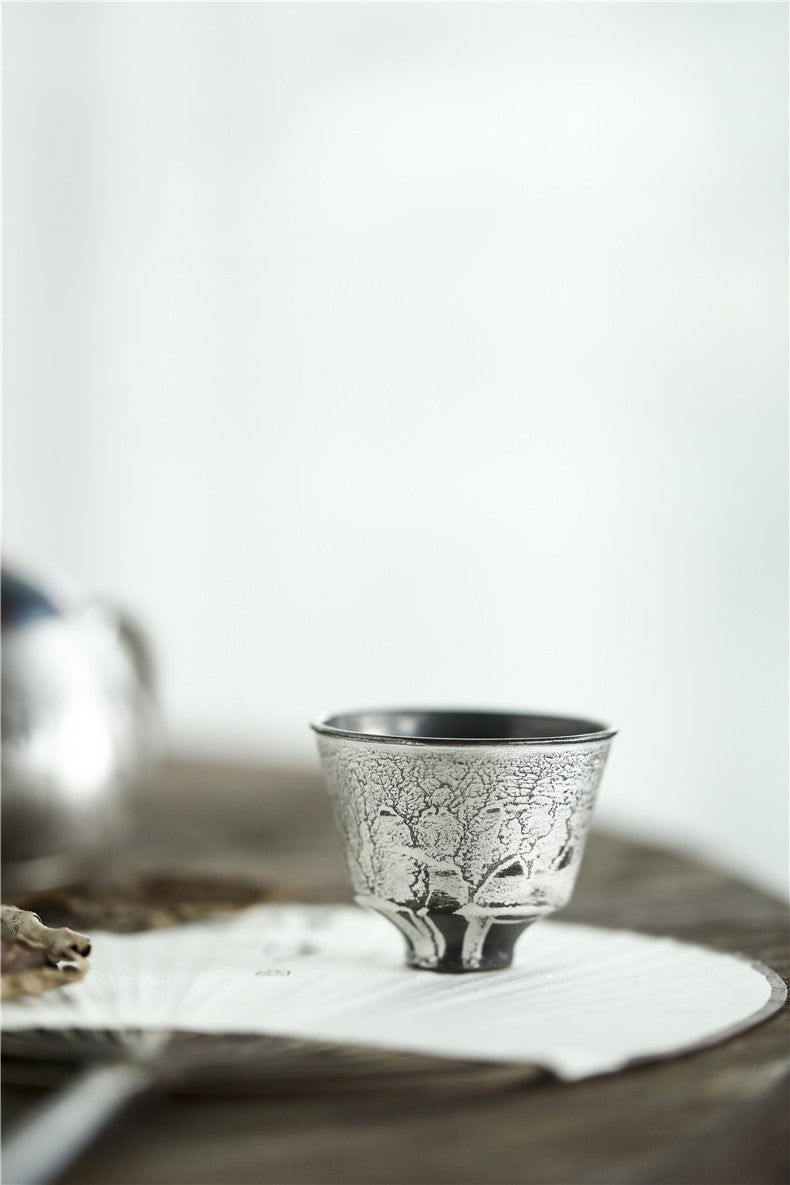 Gohobi Handmade Ceramic Forst Silver Tea Cup