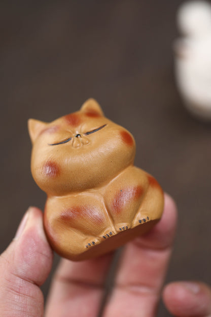 Gohobi Lucky Cat Ornament Yixing Clay Tea Pet