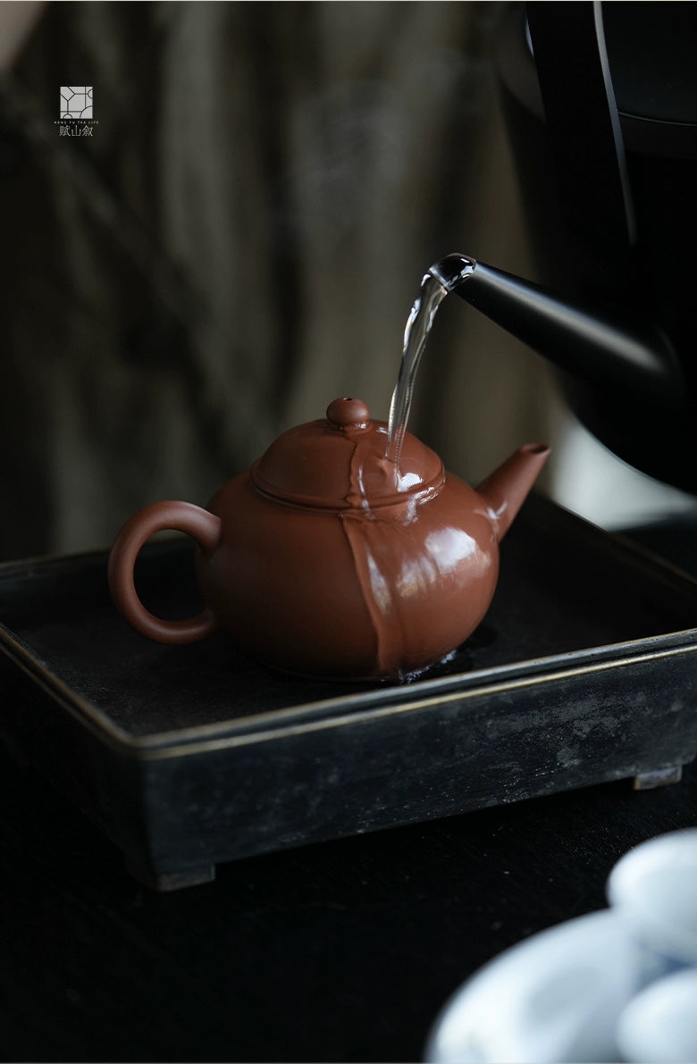 [賦山敘 x Gohobi] Original Ore Zhuni “Xiaoshui Ping” Red Zisha Clay Teapot – Handmade Chaozhou-Style Gongfu Yixing Teapot