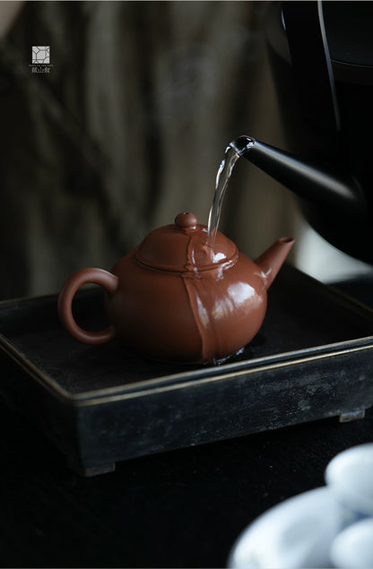 [賦山敘 x Gohobi] Original Ore Zhuni “Xiaoshui Ping” Red Zisha Clay Teapot – Handmade Chaozhou-Style Gongfu Yixing Teapot
