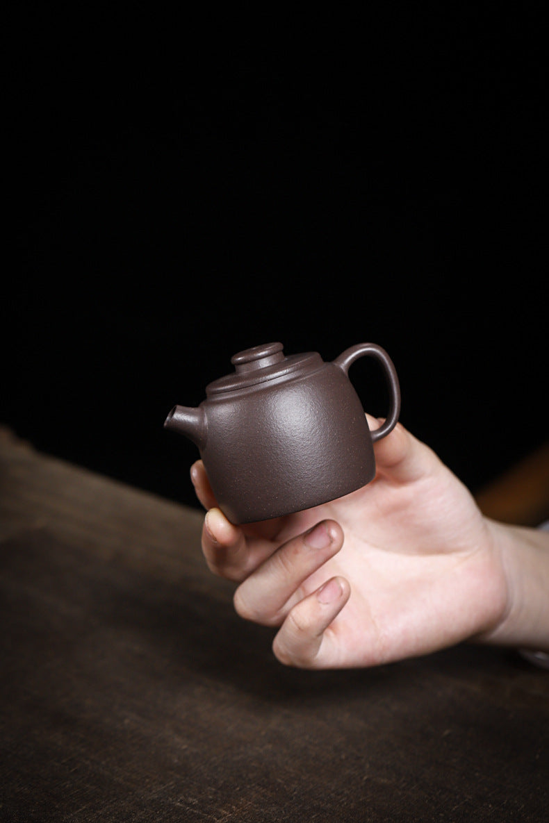 [Chingshui Tang 青水堂] Handmade Yixing Purple Zisha Clay Teapot  – 100ml Original Ore Sky Blue Clay Xiao Julun (Small Giant Wheel) Style, Thin-Walled Gongfu Teapot with Built-in Filter