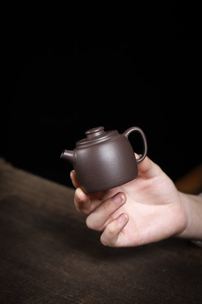 [Chingshui Tang 青水堂] Handmade Yixing Purple Zisha Clay Teapot  – 100ml Original Ore Sky Blue Clay Xiao Julun (Small Giant Wheel) Style, Thin-Walled Gongfu Teapot with Built-in Filter