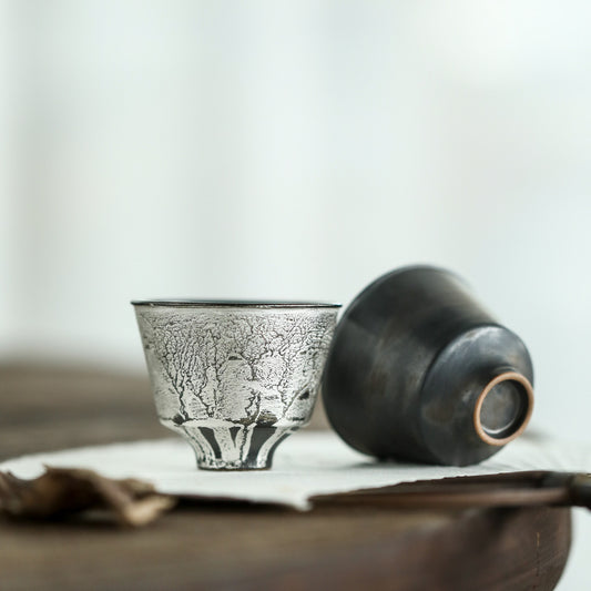 Gohobi Handmade Ceramic Forst Silver Tea Cup