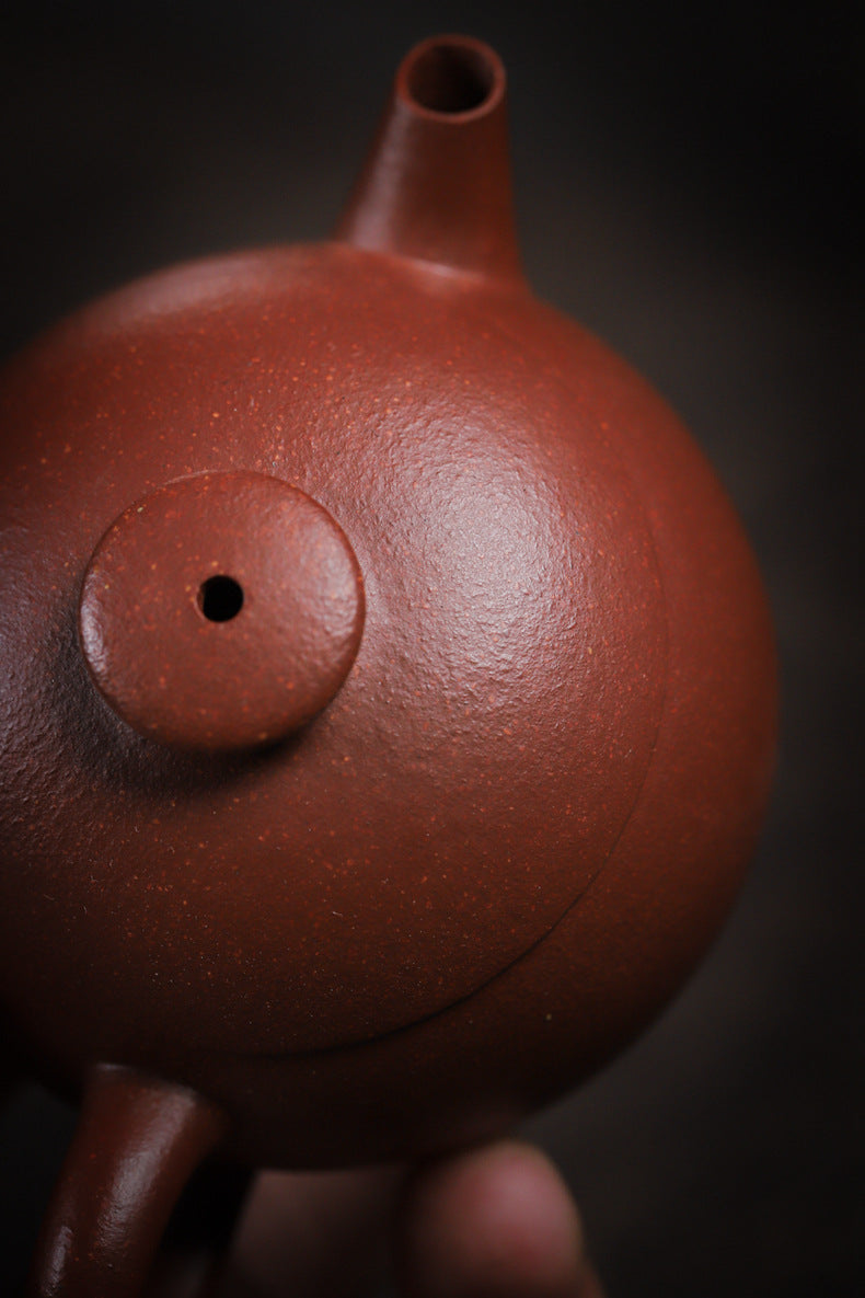 [Chingshui Tang 青水堂] Handmade Yixing Zisha Sandy Purple Clay Teapot – 90ml Handmade Original Ore Jiangpo Clay Bowl-Shaped Teapot, Thin Body with Built-in Filter, Gongfu Small Teaware