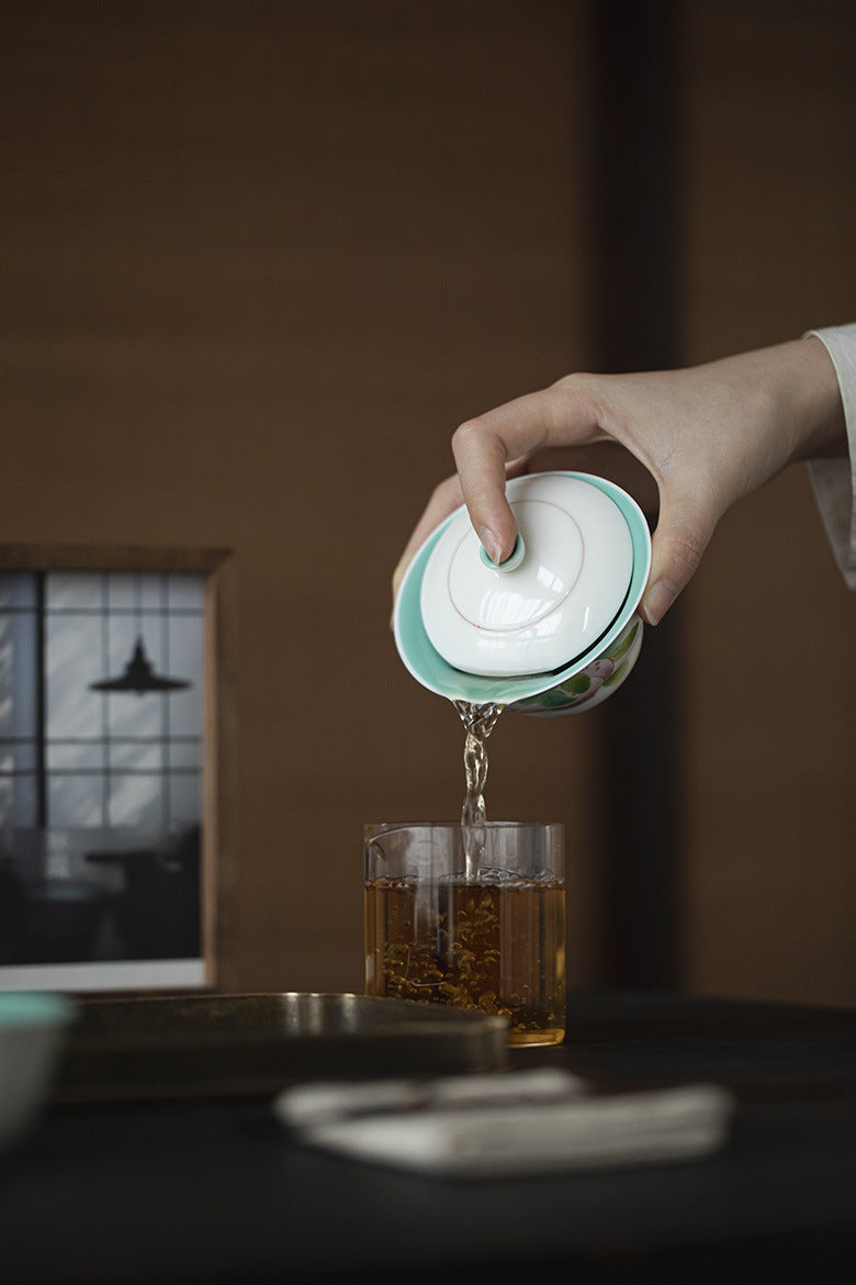 Gohobi Hand-Painted Longevity Peach Gaiwan