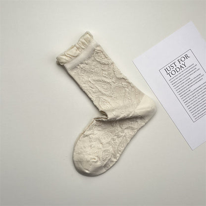 Gohobi South France Paisley Embossed Mid-Calf Socks