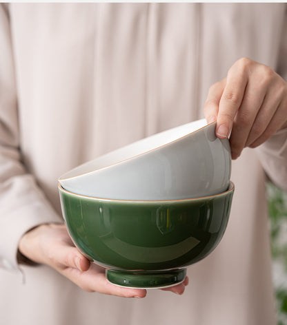 Gohobi Japanese Style Ice Grey and Green Bowl