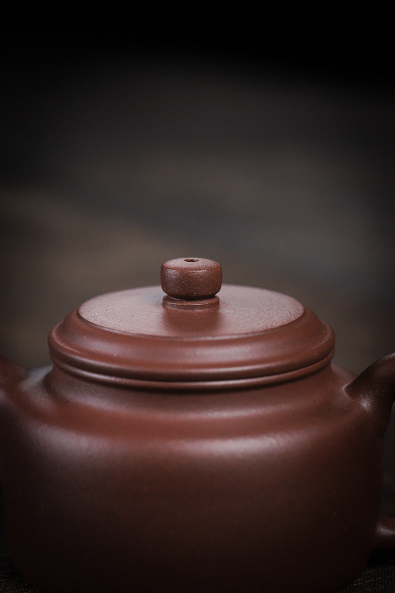 [Chingshui Tang 青水堂] Handmade Yixing Purple Zisha Clay Dezhong Teapot 150ml – Original Ore Teapot with Built-In Filter for Gongfu Tea and Home Brewing