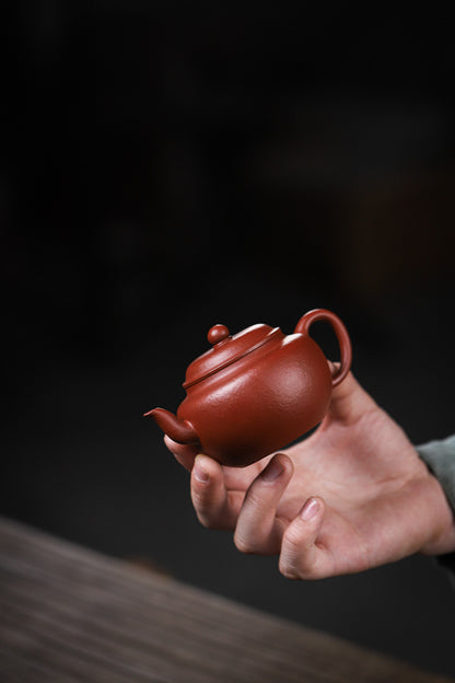 [Chingshui Tang 青水堂] Yixing Red Zisha Clay Teapot – 140ml Handmade Thin-Walled Lotus Seed Style Teapot, Original Ore Zhuni Clay, Small Gongfu Teapot with Built-in Filter