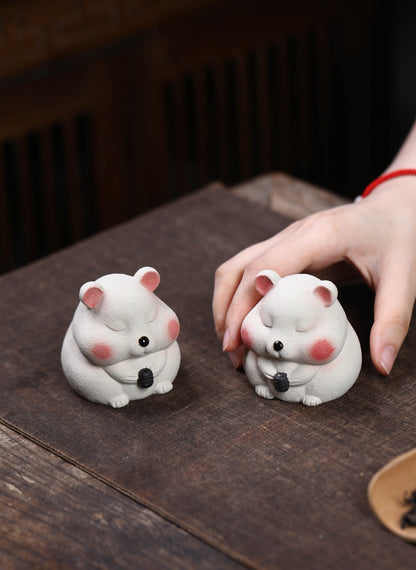 Gohobi Yixing Purple Clay Mouse Tea Pet – Handmade Lucky Ornament