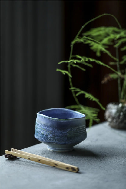 Gohobi Ceramic Blue Matcha Bowl