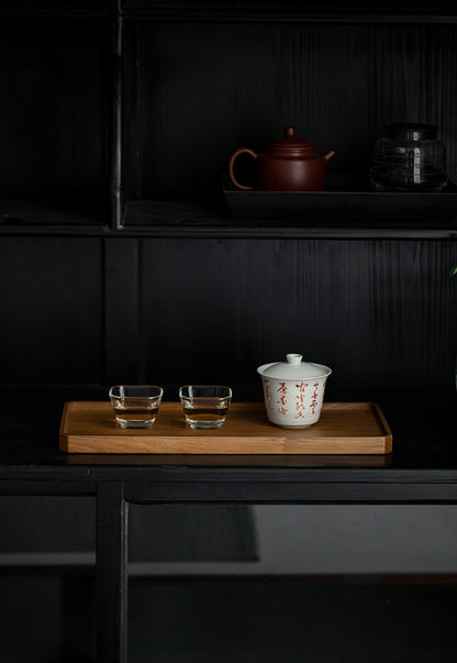 Gohobi Japanese-style Wabi-Sabi Teak Brown Rectangular Tray 007