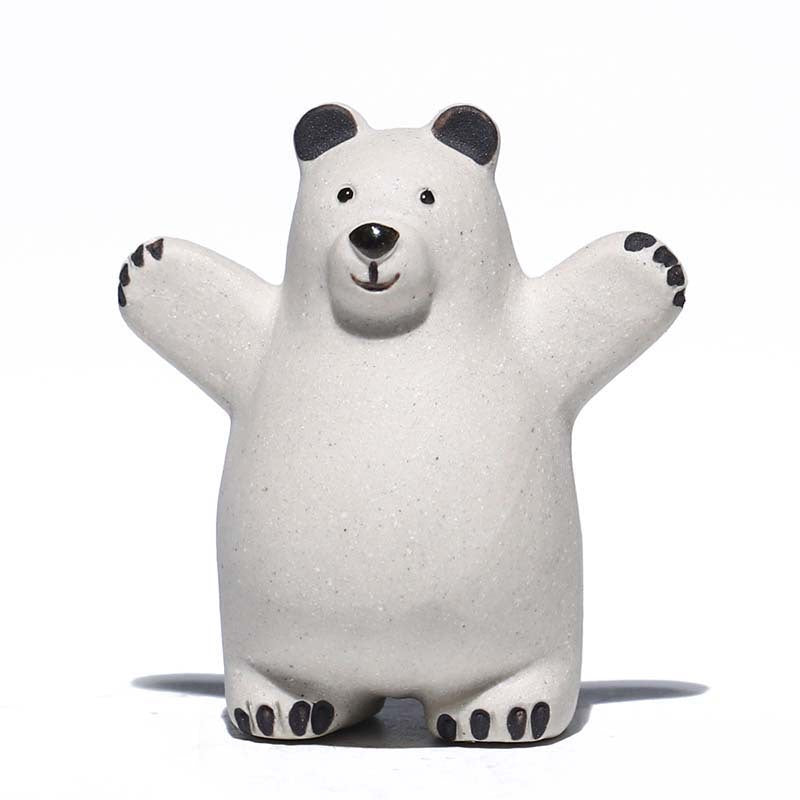 Gohobi Handmade Ceramic YiXing Clay Polar Bear Ornament Tea pet