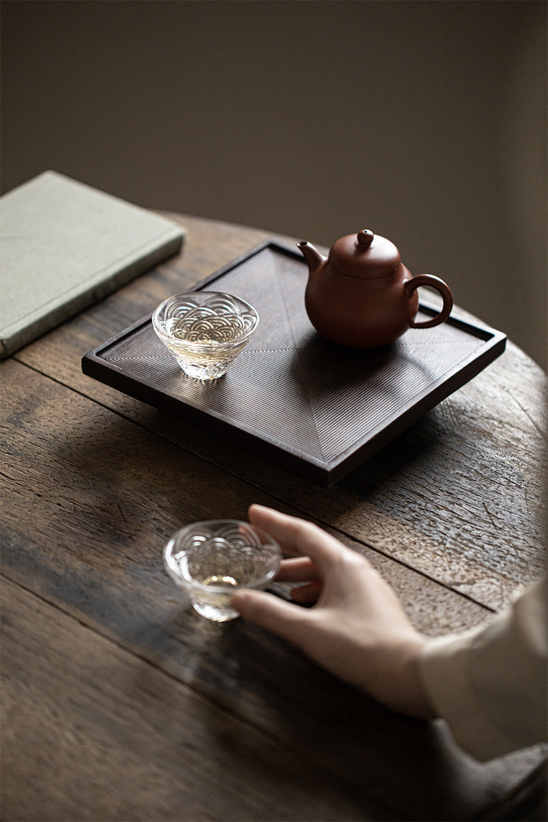 Plateau carré noir ébène Gohobi de style japonais Wabi-Sabi 004