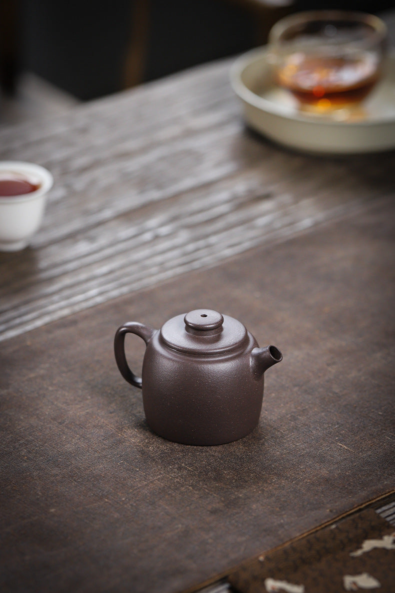 [Chingshui Tang 青水堂] Handmade Yixing Purple Zisha Clay Teapot  – 100ml Original Ore Sky Blue Clay Xiao Julun (Small Giant Wheel) Style, Thin-Walled Gongfu Teapot with Built-in Filter