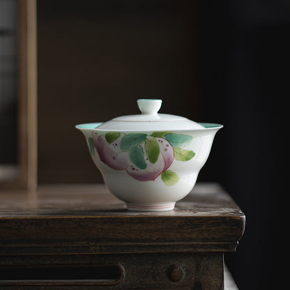 Gohobi Hand-Painted Longevity Peach Gaiwan