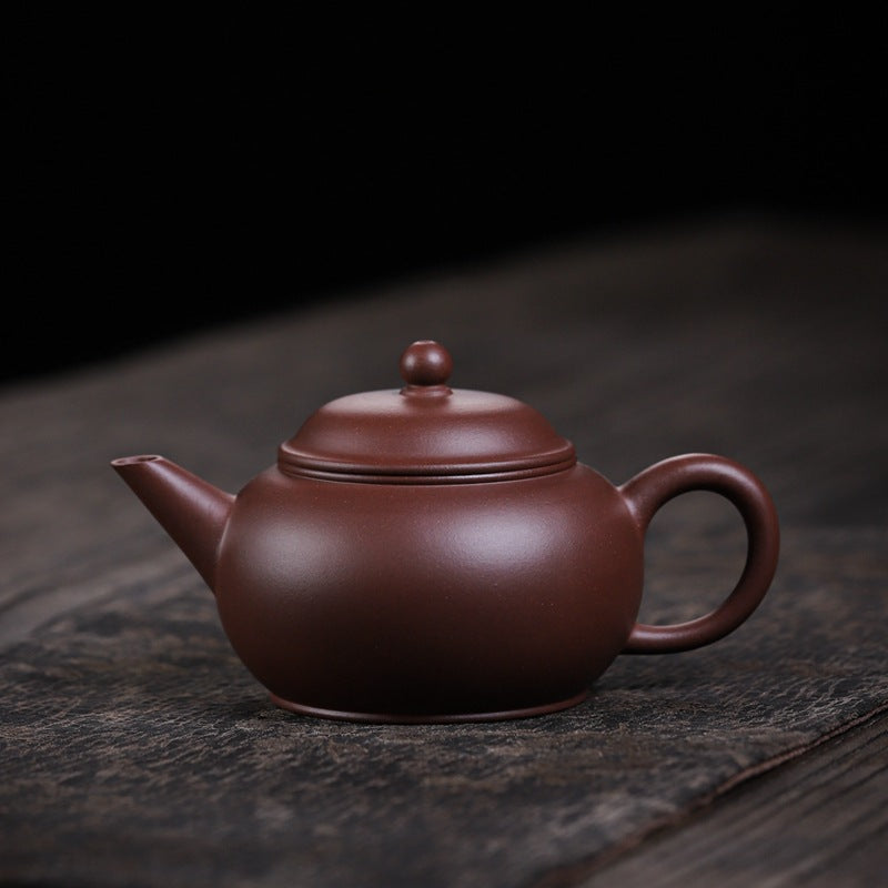 [Chingshui Tang 青水堂] Handmade Yixing Original Ore Purple Zisha Clay Teapot – 260ml Large Shui Ping Teapot with Built-in Filter for Home Brewing