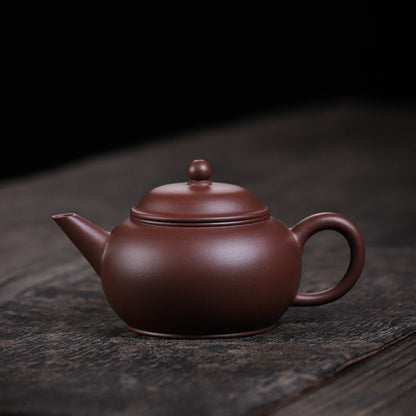 [Chingshui Tang 青水堂] Handmade Yixing Original Ore Purple Zisha Clay Teapot – 260ml Large Shui Ping Teapot with Built-in Filter for Home Brewing