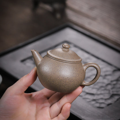[Chingshui Tang 青水堂] Handmade Yixing Zisha Sandy Purple Clay Teapot – 130ml Handmade Original Ore Qing Jiangpo Clay Bala Shui Ping Teapot, Small Gongfu Purple Clay Teaware with Built-in Filter