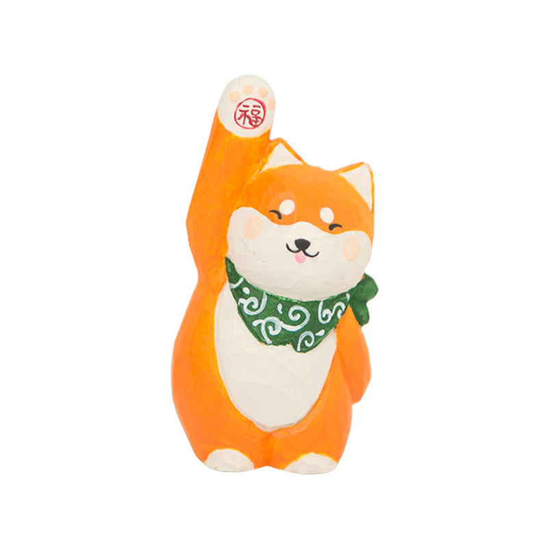 Gohobi Handcrafted Wooden Large Lucky Shiba Inu Dog Ornament