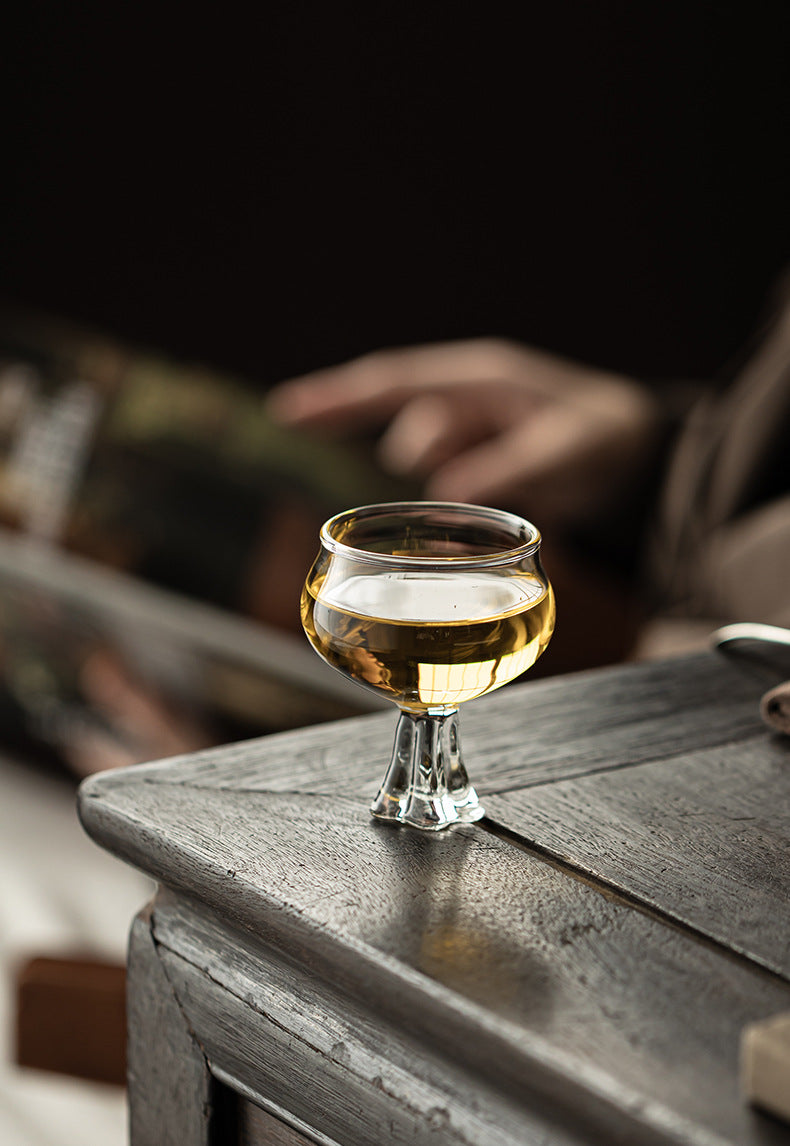 Gohobi High Borosilicate Glass Tall Footed Tea Cup – Transparent Heat-Resistant Master Cup for Gongfu Tea, Chinese Teaware for Home Use