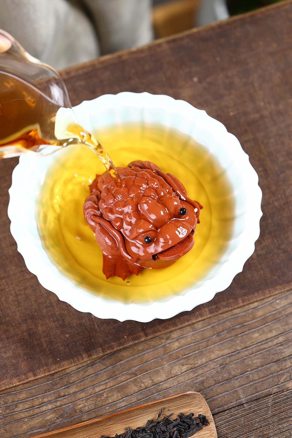 Gohobi Yixing Purple Clay Flame Golden Toad Tea Pet – Handmade Lucky Three-Legged Toad Ornament