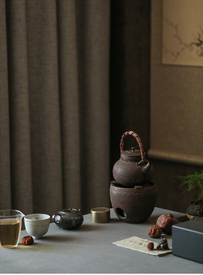 Gohobi Ceramic Alcohol Lamp Tea Stove – Handmade Old Rock Clay Tea Warmer