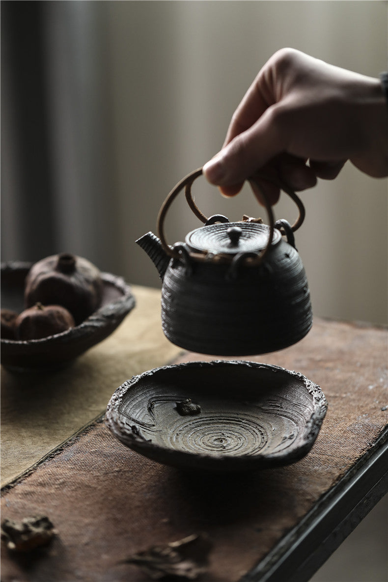 Gohobi Handmade Wabi-Sabi Serving Tray Teapot Tray Plate