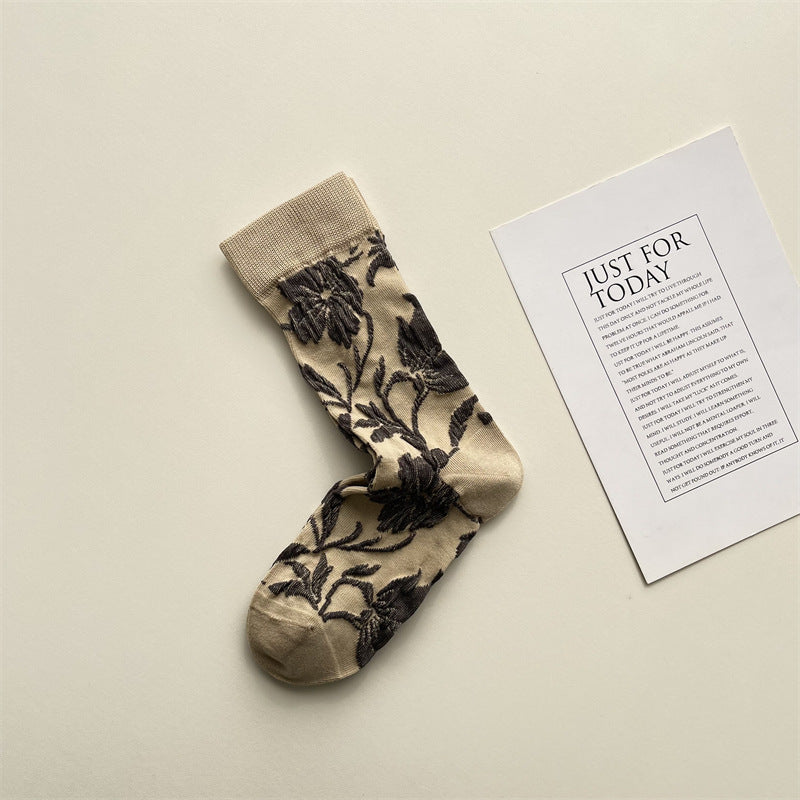 Gohobi Vintage Botanical Embossed Cotton Socks