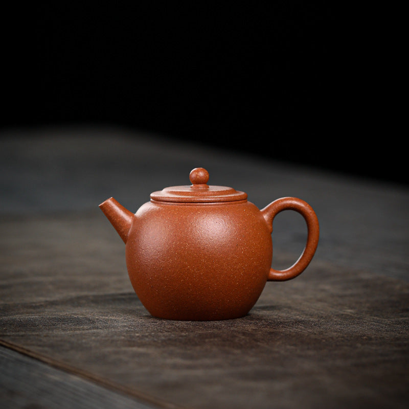 [Chingshui Tang 青水堂] Handmade Yixing Zisha Sandy Purple Clay Teapot – 120ml Original Ore Jin Jiangpo Clay, Handmade Thin Body with Built-in Filter, Da Bin Huai Yue Style Small Gongfu Teapot