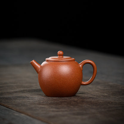 [Chingshui Tang 青水堂] Handmade Yixing Zisha Sandy Purple Clay Teapot – 120ml Original Ore Jin Jiangpo Clay, Handmade Thin Body with Built-in Filter, Da Bin Huai Yue Style Small Gongfu Teapot