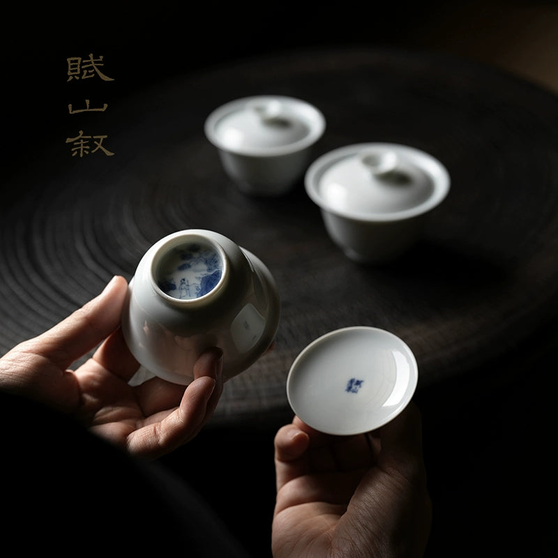 [賦山敘 x Gohobi] Jingdezhen Handmade Tea Testing Jade White Ceramic Gaiwan