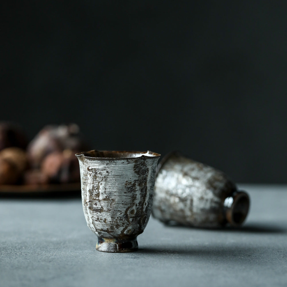 Gohobi Handmade Ceramic Silver Wood-fired Tea Cup