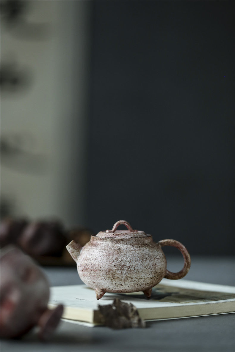 Gohobi Handmade Wooden-fired Pink Paint Teapot