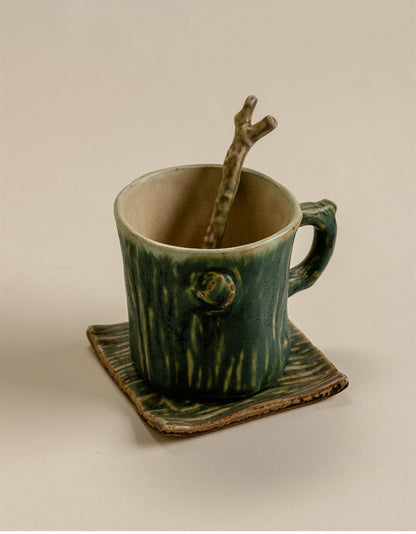 Gohobi Rustic Ceramic Coffee Cup & Saucer Set