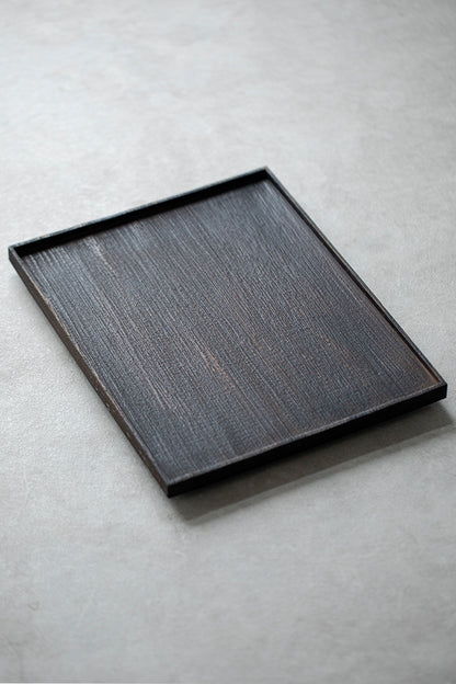 Gohobi Japanese-style Wabi-Sabi Rectangular Wooden Black Tray 005