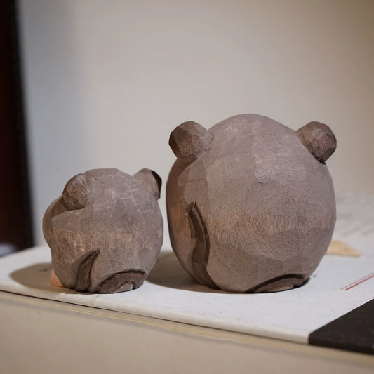 Gohobi Hand-Carved Round Little Mouse Figurine