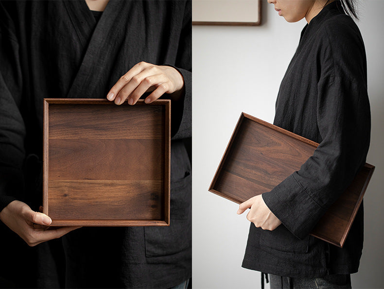 Gohobi Japanese-style Wabi-Sabi Walnut Serving Tray 010