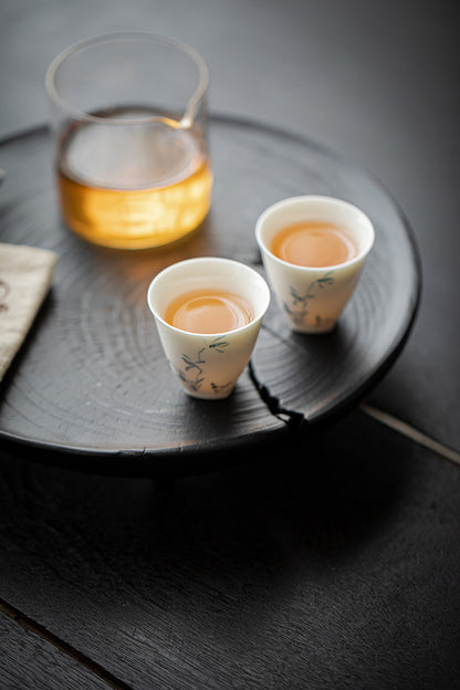 Gohobi White Porcelain Hand-Painted Orchid Teacup