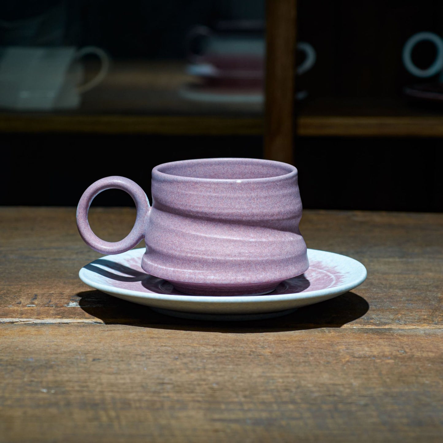 Gohobi Handmade Afternoon Japanese Stoneware Coffee Latte Mug and Saucer Set