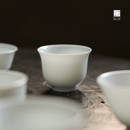 [賦山敘 x Gohobi] A Set of 3 Jingdezhen Jade White Standard Testing Cups 35ml