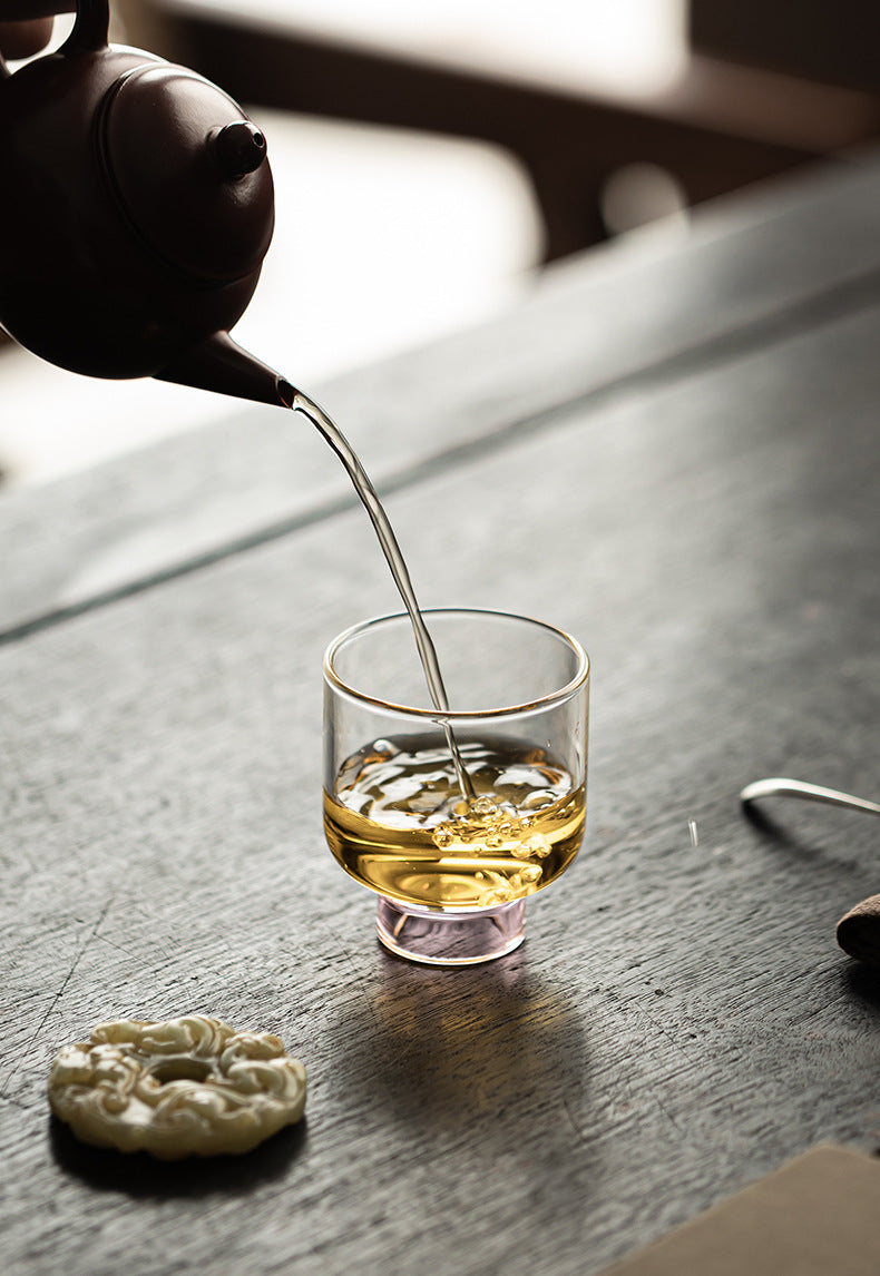 Gohobi High Borosilicate Glass Tall Footed Tea Cup – Transparent Heat-Resistant Master Cup for Gongfu Tea, Chinese Teaware for Home Use